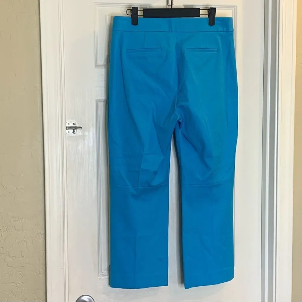 J Crew Hayden Kickout Crop Pant in Bi-Stretch Cotton Turquoise Size 8